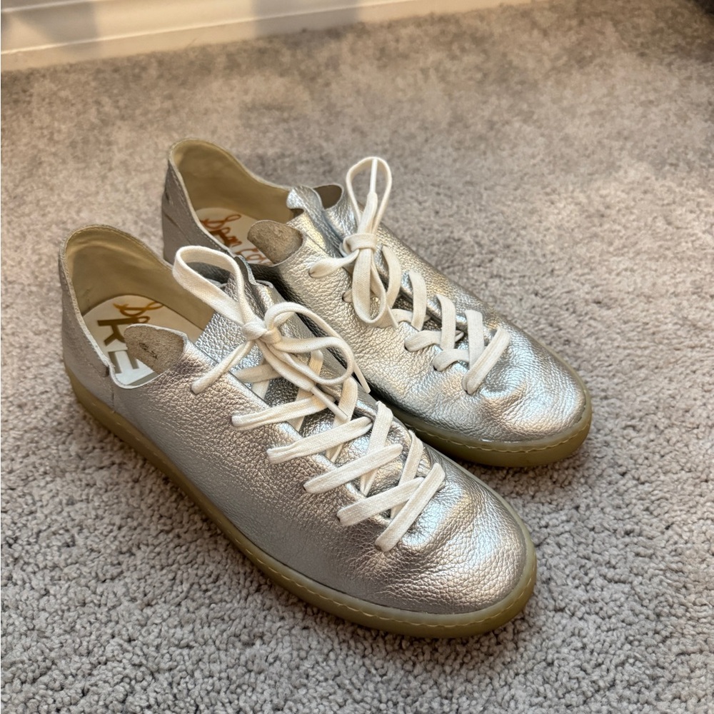 Sam Edelman Silver Lace-Up Sneakers